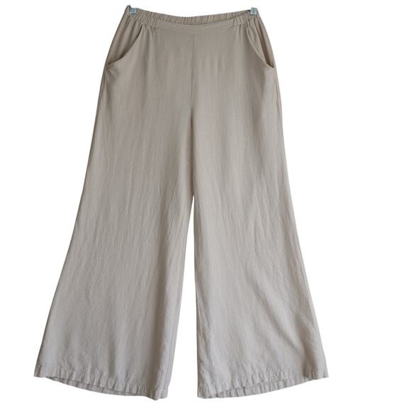 Anthropologie Porridge Womens Linen Wide Leg Pant Size Medium Cream Metallic - Picture 1 of 11